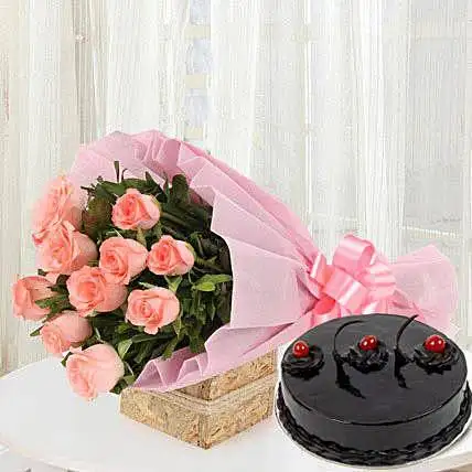 Delicate Pink Rose with Cake
