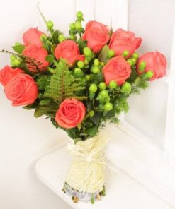 Beautiful Roses & Green Berries