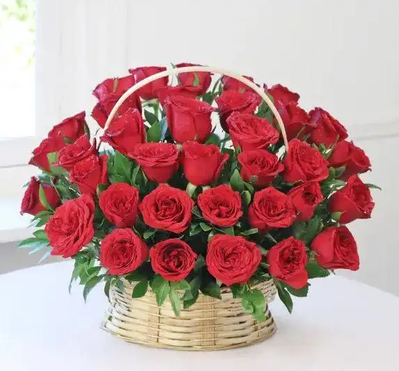 Classic Red Roses Basket