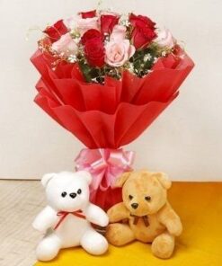 Mixed Roses  With Teddy