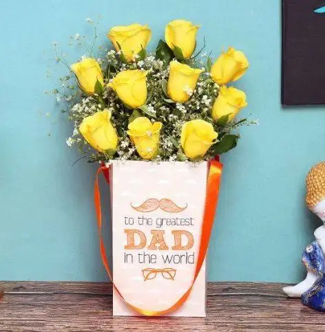 Yellow Roses in a Father's Day Vase