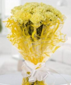 Cellophane wrapped Yellow Carnations