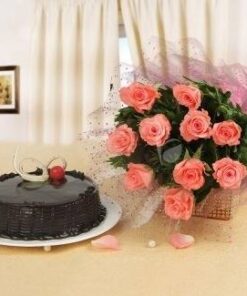 Alternative view of Delicate Pink Rose with Cake