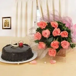 Delicate Pink Rose with Cake - Image 2