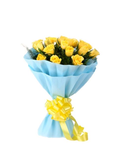 blue packing yellow roses87y43