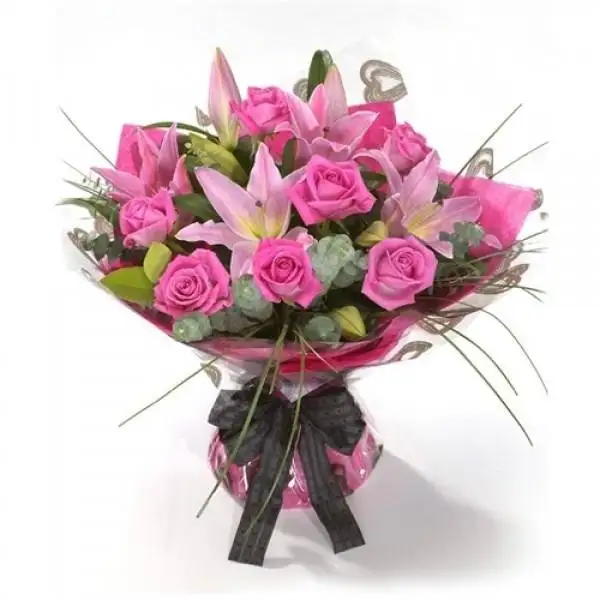 Pink Bouquet Lilies & Roses