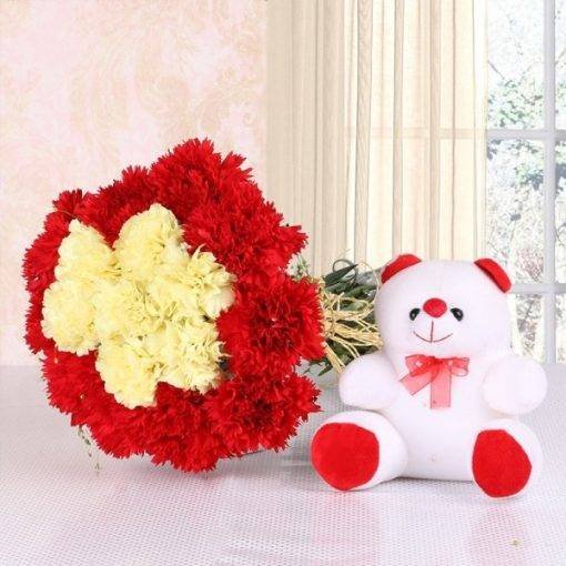 carnations with teddy