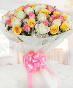 White Bouquet of Mix Roses