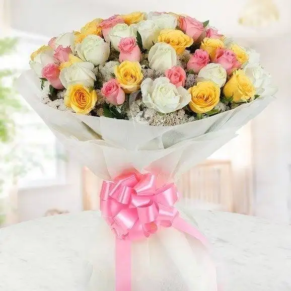 White Bouquet of Mix Roses