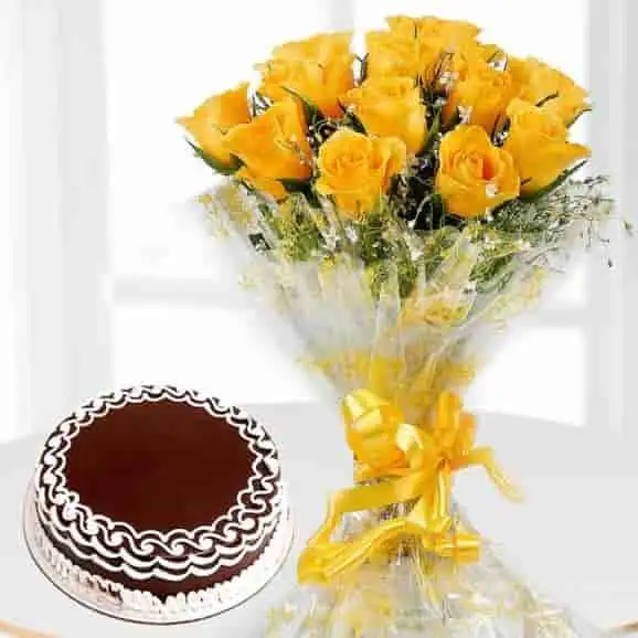 Truffle with Yellow Cellophane Bouquet
