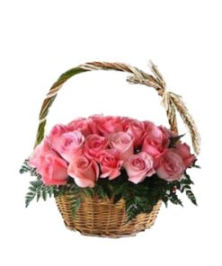 Basked Filled with Pinkn Roses