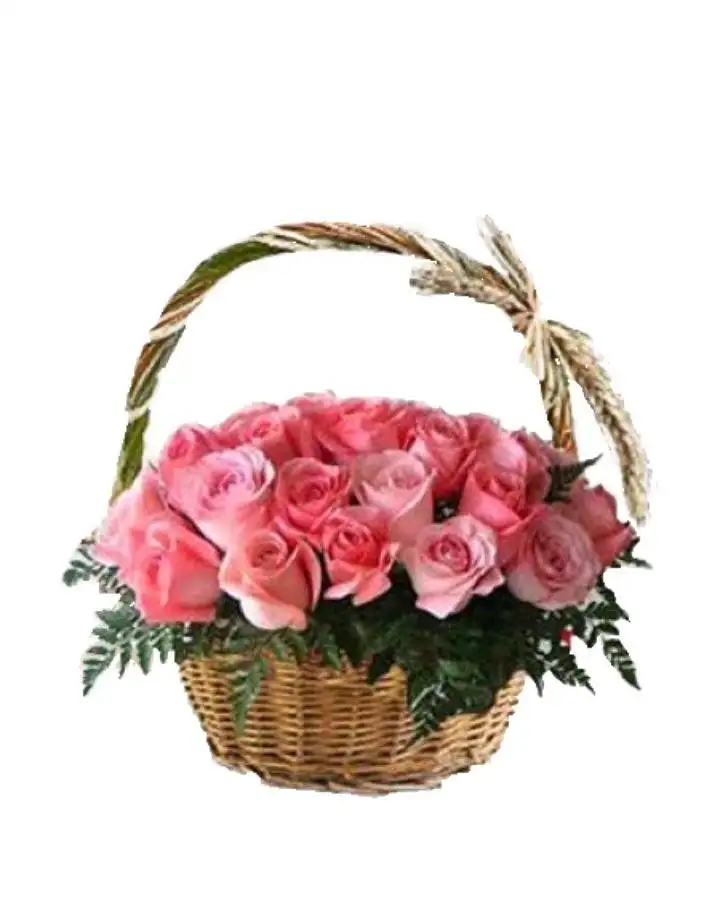 Basked Filled with Pinkn Roses