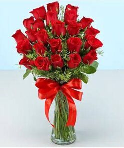 Red Roses With Vase