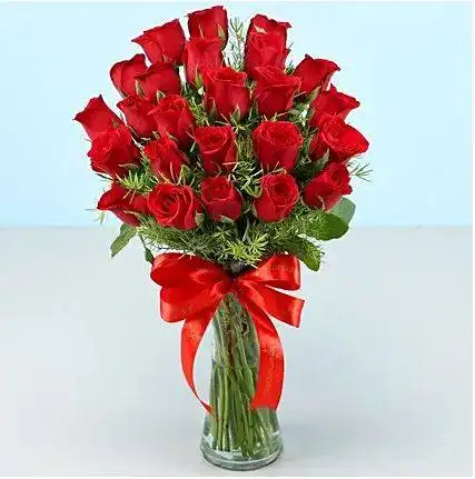Red Roses With Vase