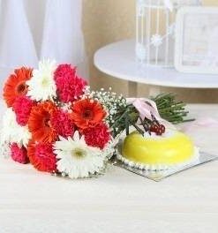 Bunch of Gerbera's with Cake