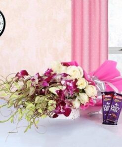 Mixed Flowers with Dairy Milk