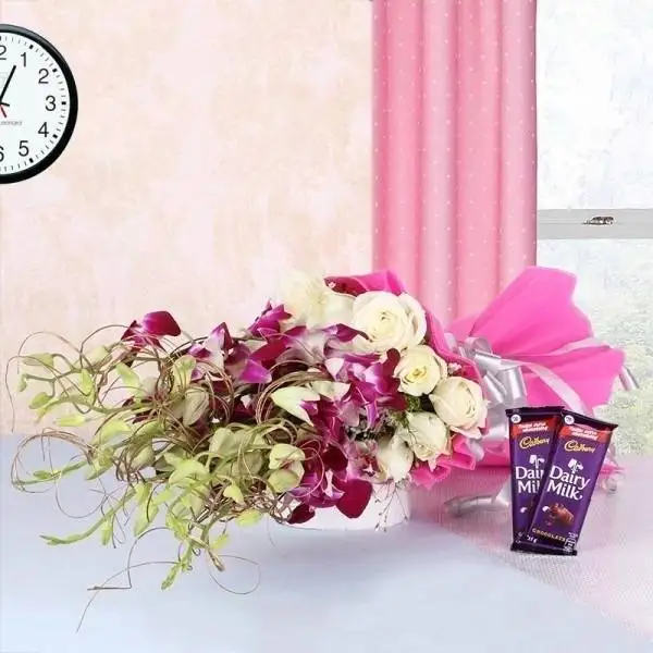 Mixed Flowers with Dairy Milk