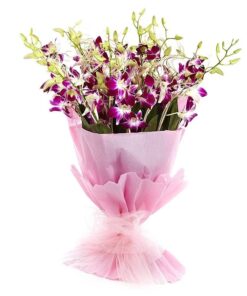 Purple Orchids Wrapped in Pink paper