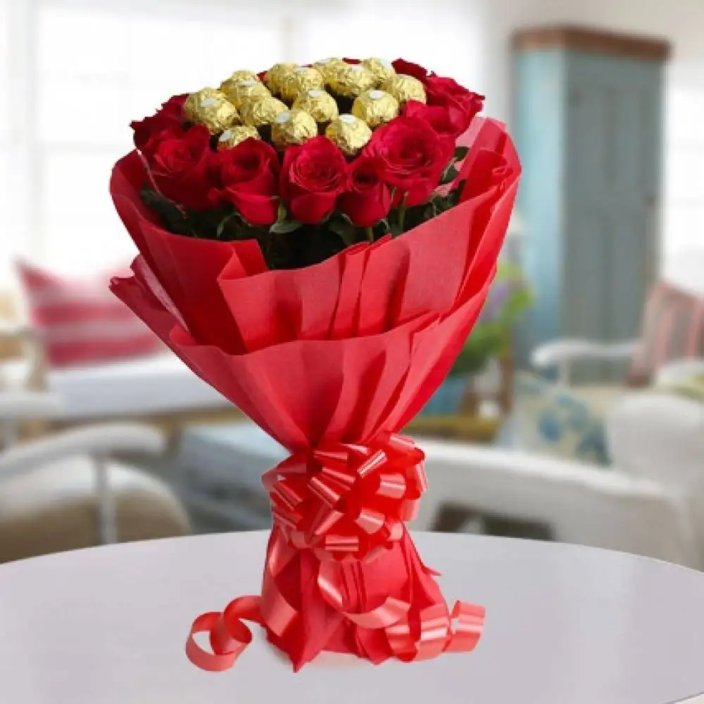 Rocher & Red Roses Bouquet
