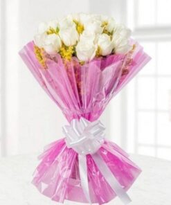Wrapped White Roses