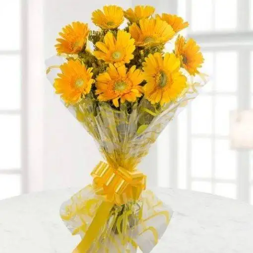 10 Yellow Gerberas Bouquet