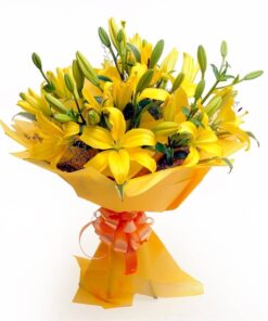Yellow Lilies in Red