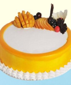 Beautiful Decoration Round Shape Mango Cake
