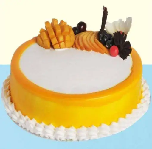 Beautiful Decoration Round Shape Mango Cake