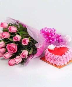 Heart Shaped Cake with Flowers