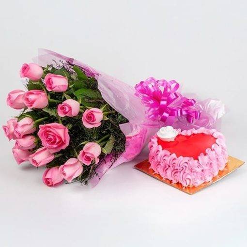 Heart Shaped Cake with Flowers