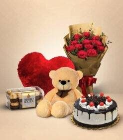 Classic Chocolate With Red Heart Pillows