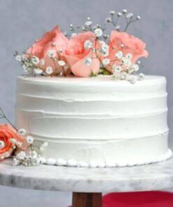 Alternative view of Rosy Garnished Vanilla Cake
