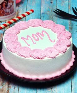 Pink Creamy Roses Cake For Mom