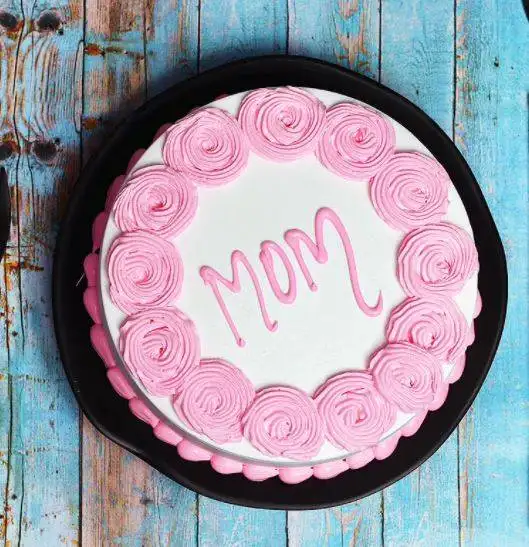 Pink Creamy Roses Cake For Mom - Image 2