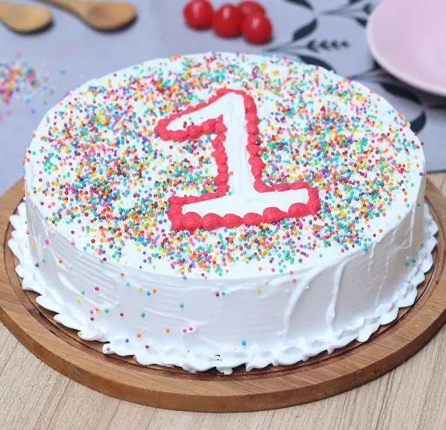 1st Birthday Round Shape Colourfull Balls Cake - Image 2