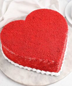 Delicious creamy Anniversary Heart Velvet Cake