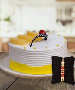 Beads Rakhi with Pineapple Cake Combo