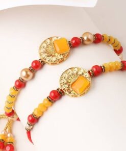 Cultural Red And Golden Rakhi