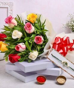 Rakhi with Floral Bunch