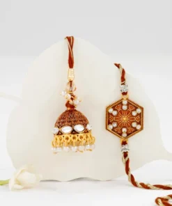 Red Minakari Lumba & Rakhi Set