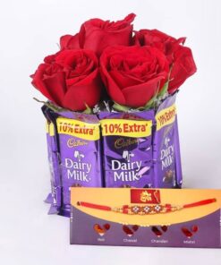 Rose and Cadbury with Rakhi Set