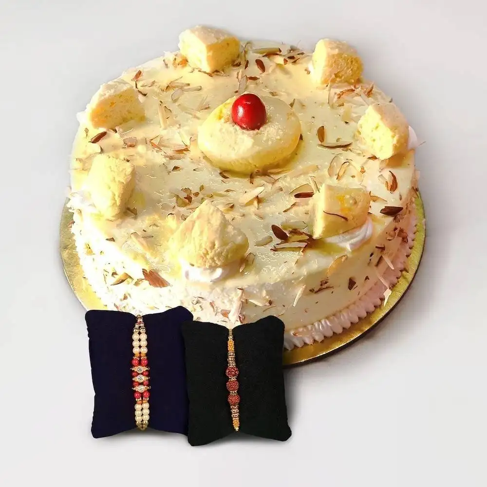 Ser of Rakhi's with Rasmalai Cake