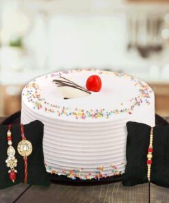 Set of 3 Rakhi with Vanilla Cake