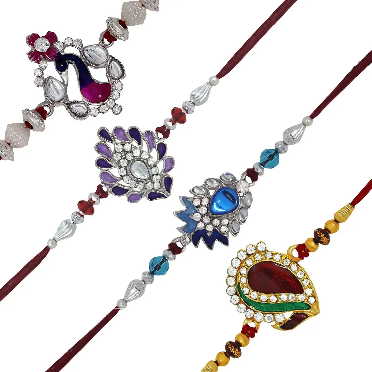 Set of 4 Multicolored Designer Rakhi's