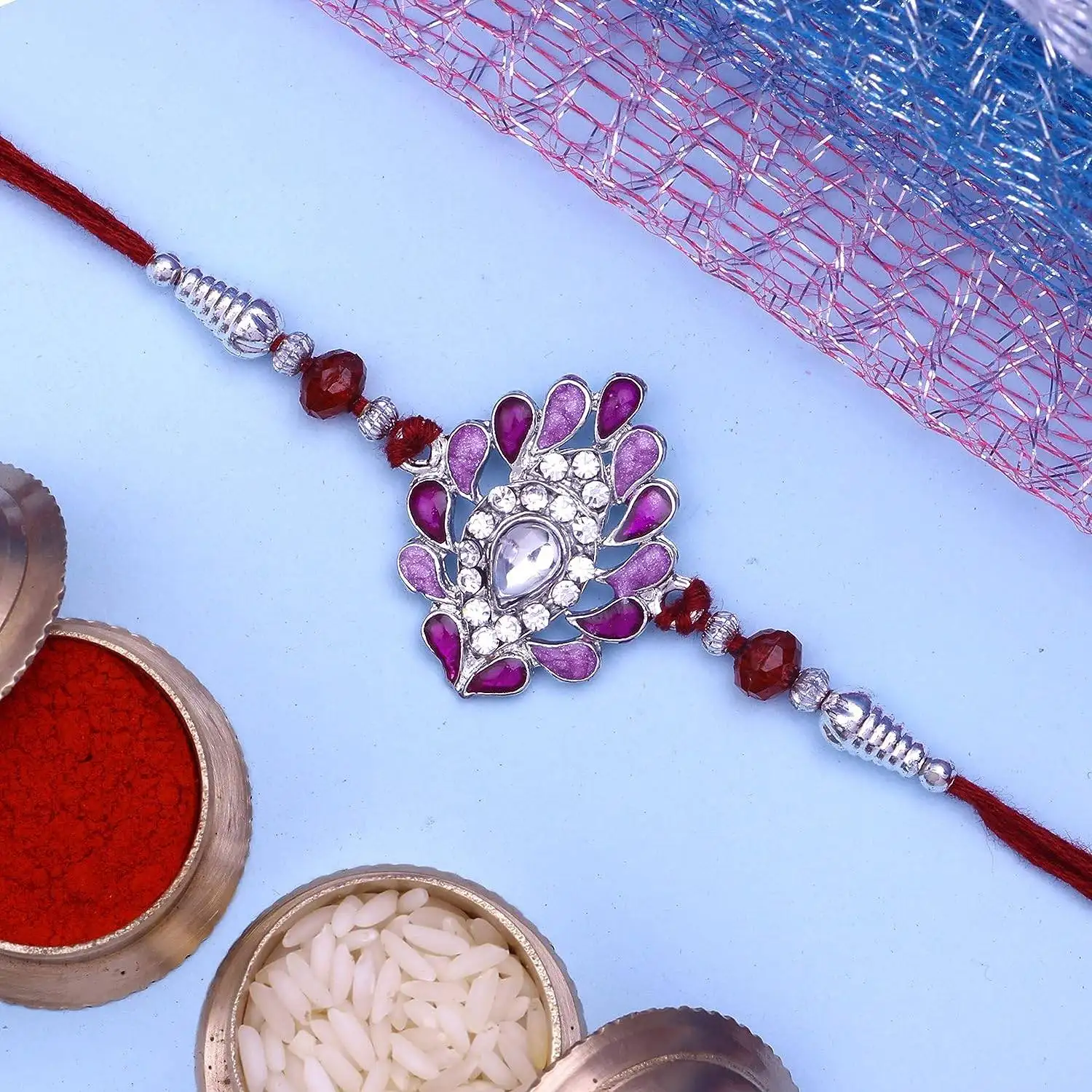 Set of 4 Multicolored Designer Rakhi's - Image 4