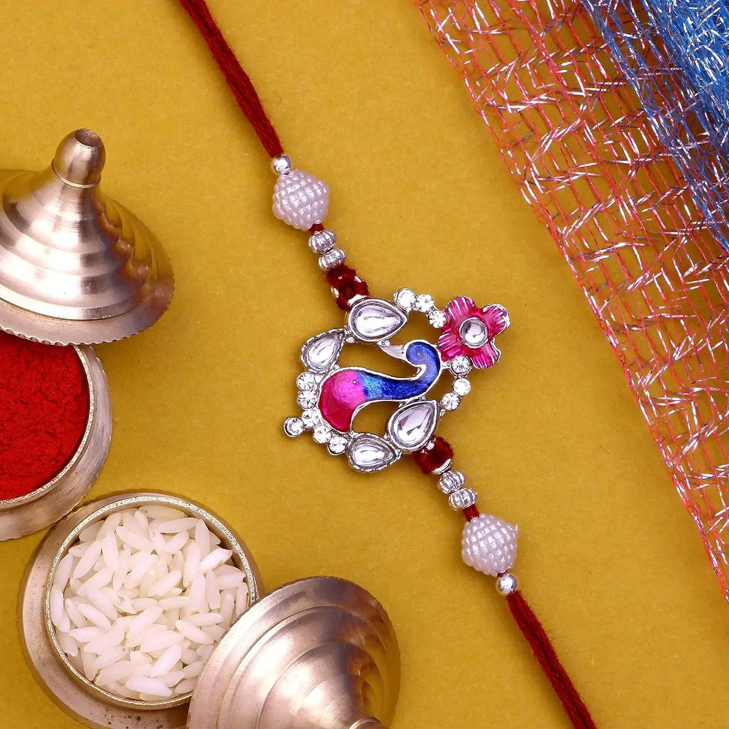Set of 4 Multicolored Designer Rakhi's - Image 2