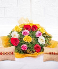 Set of Rakhi's with Fresh Flowers Bunch