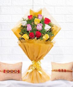 Set of Rakhi's with Fresh Flowers Bunch