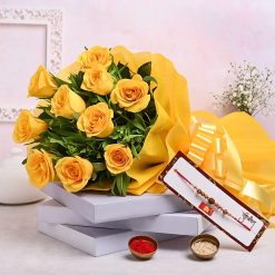 Yellow Roses with Rakhi