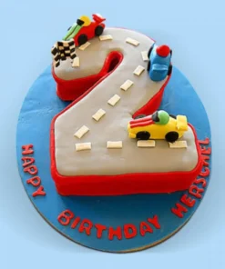 Racing Car Number Track Fondant Cake